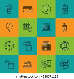 Set Of Traveling Icons On Appointment, Credit Card And Money Trasnfer Topics. Editable Vector Illustration. Includes Math, Around, Mobile And More Vector Icons.