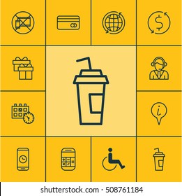 Set Of Traveling Icons On Calculation, Accessibility And Forbidden Mobile Topics. Editable Vector Illustration. Includes Gift, World, Math And More Vector Icons.