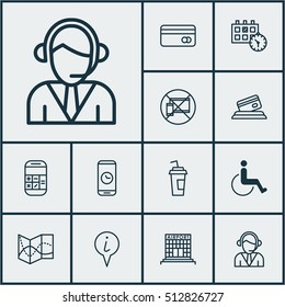 Set Of Traveling Icons On Call Duration, Road Map And Appointment Topics. Editable Vector Illustration. Includes Pointer, Road, Calculator And More Vector Icons.