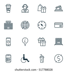 Set Of Traveling Icons On Info Pointer, World And Drink Cup Topics. Editable Vector Illustration. Includes Dollar, Payment, Math And More Vector Icons.