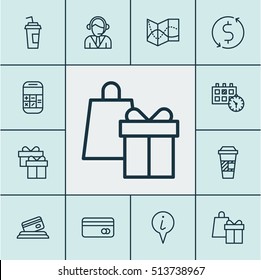 Set Of Traveling Icons On Money Trasnfer, Info Pointer And Plastic Card Topics. Editable Vector Illustration. Includes Road, Drink, Box And More Vector Icons.
