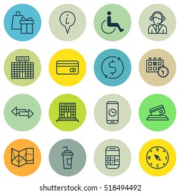 Set Of Traveling Icons On Money Trasnfer, Drink Cup And Operator Topics. Editable Vector Illustration. Includes Dollar, Payment, Calendar And More Vector Icons.