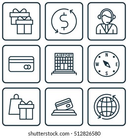 Set Of Traveling Icons On Present, Credit Card And Plastic Card Topics. Editable Vector Illustration. Includes Payment, World, Building And More Vector Icons.