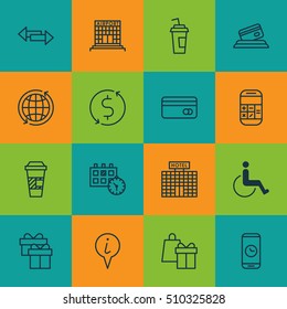 Set Of Traveling Icons On World, Accessibility And Shopping Topics. Editable Vector Illustration. Includes Crossroad, Direction, Shopping And More Vector Icons.
