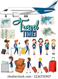 Set of traveling objects and travelers collection illustration