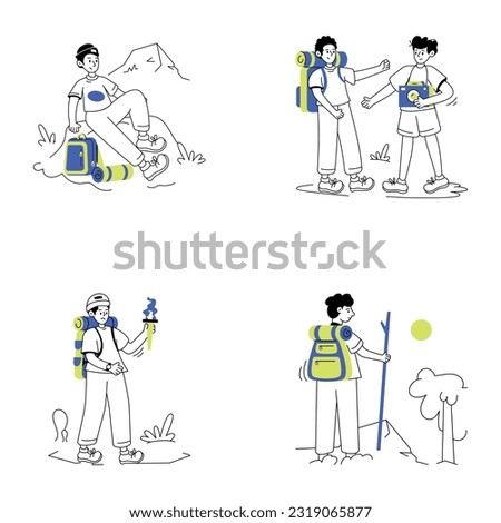 Set of Travellers Line Illustrations 

