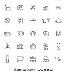 set of travelling and holidays icon with simple style and editable stroke, vector eps 10