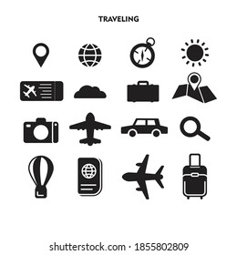 Set Of Travelling Icon, Travelling sign/symbol Line vector