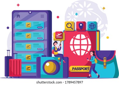a set of travelling tiny illustration vector