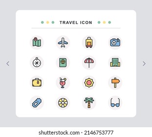 A set of travel-related icons. A vector icon depicting the preparations for the trip.