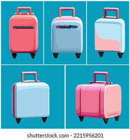 Set of travel's bag. journey baggage, suitcases, voyage case, trip handle, handbag