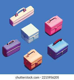Set of travel's bag. journey baggage, suitcases, voyage case, trip handle, handbag