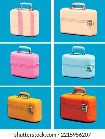 Set of travel's bag. journey baggage, suitcases, voyage case, trip handle, handbag