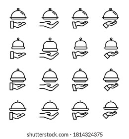 Set of tray related vector line icons. Premium linear symbols pack. Vector illustration isolated on a white background. Web symbols for web sites and mobile app. Trendy design.