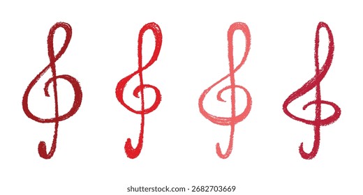 Conjunto de agudos doodle clave. Símbolo musical dibujado a mano. Elemento único para la impresión, Web, diseño, decoración, logotipo