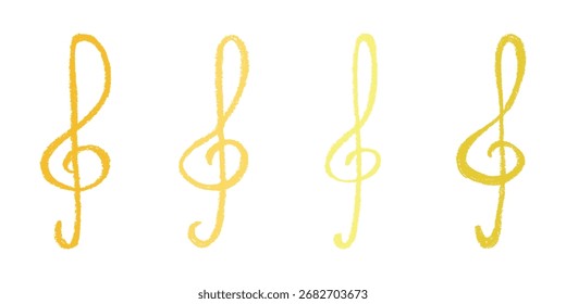 Conjunto de agudos doodle clave. Símbolo musical dibujado a mano. Elemento único para la impresión, Web, diseño, decoración, logotipo