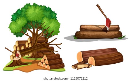 A Set of Tree Being Cut illustration