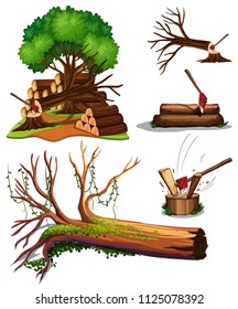 A Set of Tree Being Cut illustration