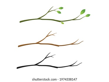 Set of tree branches icons isolated on white background vector illustration.