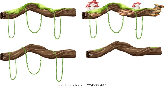 Satz von Baumzweigen einzeln auf Illustration