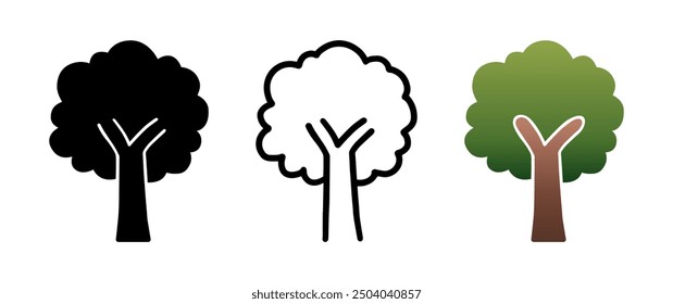 Set of Tree cartoon doodle, Vector, Illustration.