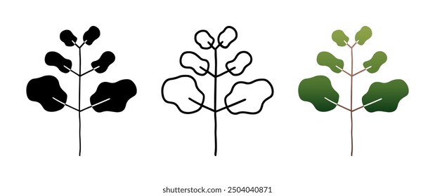 Set of Tree cartoon doodle, Vector, Illustration.