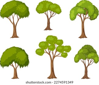 Set of tree in cartoon style illustration