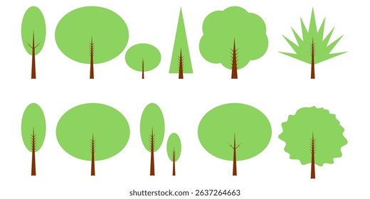 Set of tree collection hand drawn flat design vector element. botanical set of bare trees. set of tree icons in vector graphic illustration design by magsvibe