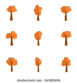 Set of tree collection vector flat illustration