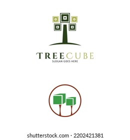 Set of Tree Cube Icon Vector Logo Template Illustration Design
