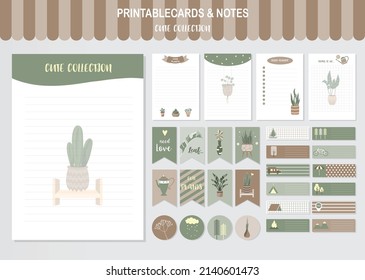 Juego de tarjetas de árbol y lindo vector, unicornios, ducha de bebé, imprimibles, etiquetas, tarjetas, plantillas, notas, pegatinas, etiquetas, reserva de chatarra, felicitaciones, invitaciones, ilustraciones vectoriales.