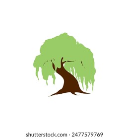 set of tree day tree vector elements with stems set