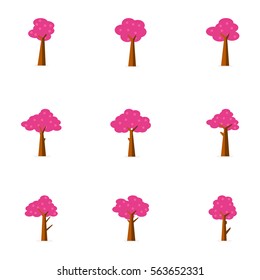 Set of tree decoration vector flat