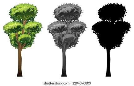 Conjunto de ilustraciones de diseño de árbol
