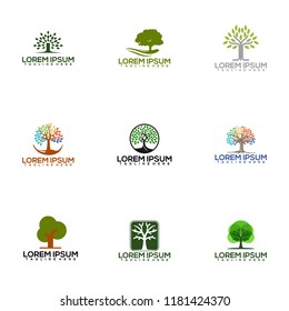 set of Tree Design Logo natural. vector ilustration