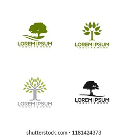 conjunto de logotipos de diseño de árbol natural. ilustración vectorial