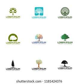 set of Tree Design Logo natural. vector ilustration