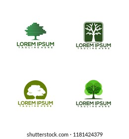 set of Tree Design Logo natural. vector ilustration