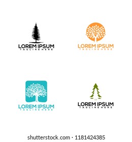 set of Tree Design Logo natural. vector ilustration