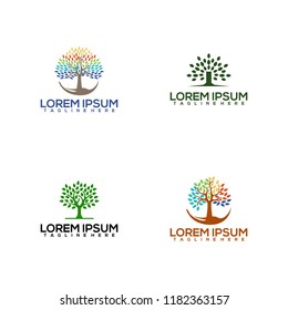 set of Tree Design Logo natural. vector ilustration