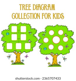 A set of tree diagrams for children. vector illustration