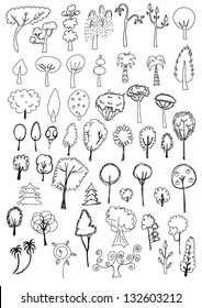 Set of tree doodles