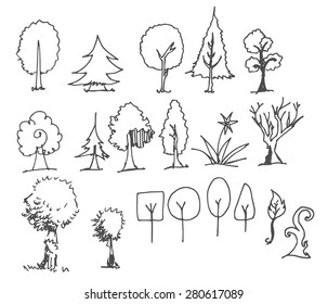 Set of tree doodles