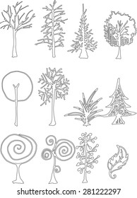 Set of tree doodles