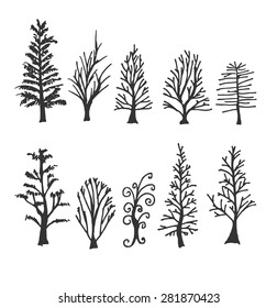 Set of tree doodles