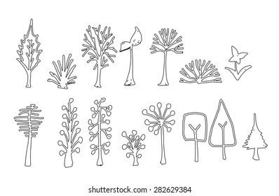 Set of tree doodles