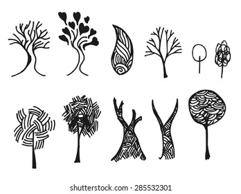 Set of tree doodles