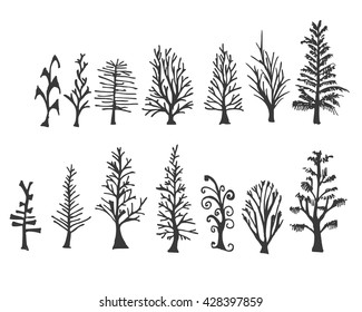 Set of tree doodles