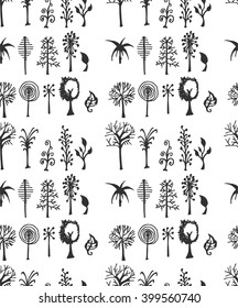 Set of tree doodles seamless