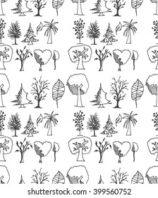 Set Tree Doodles Seamless Stock Vector (Royalty Free) 399560752 ...